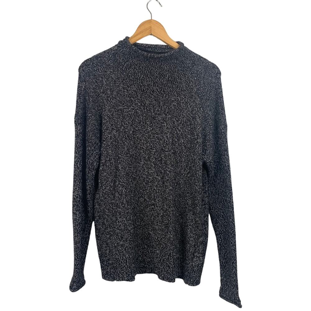 Tahari Black & Gray Knit Mockneck Sweater